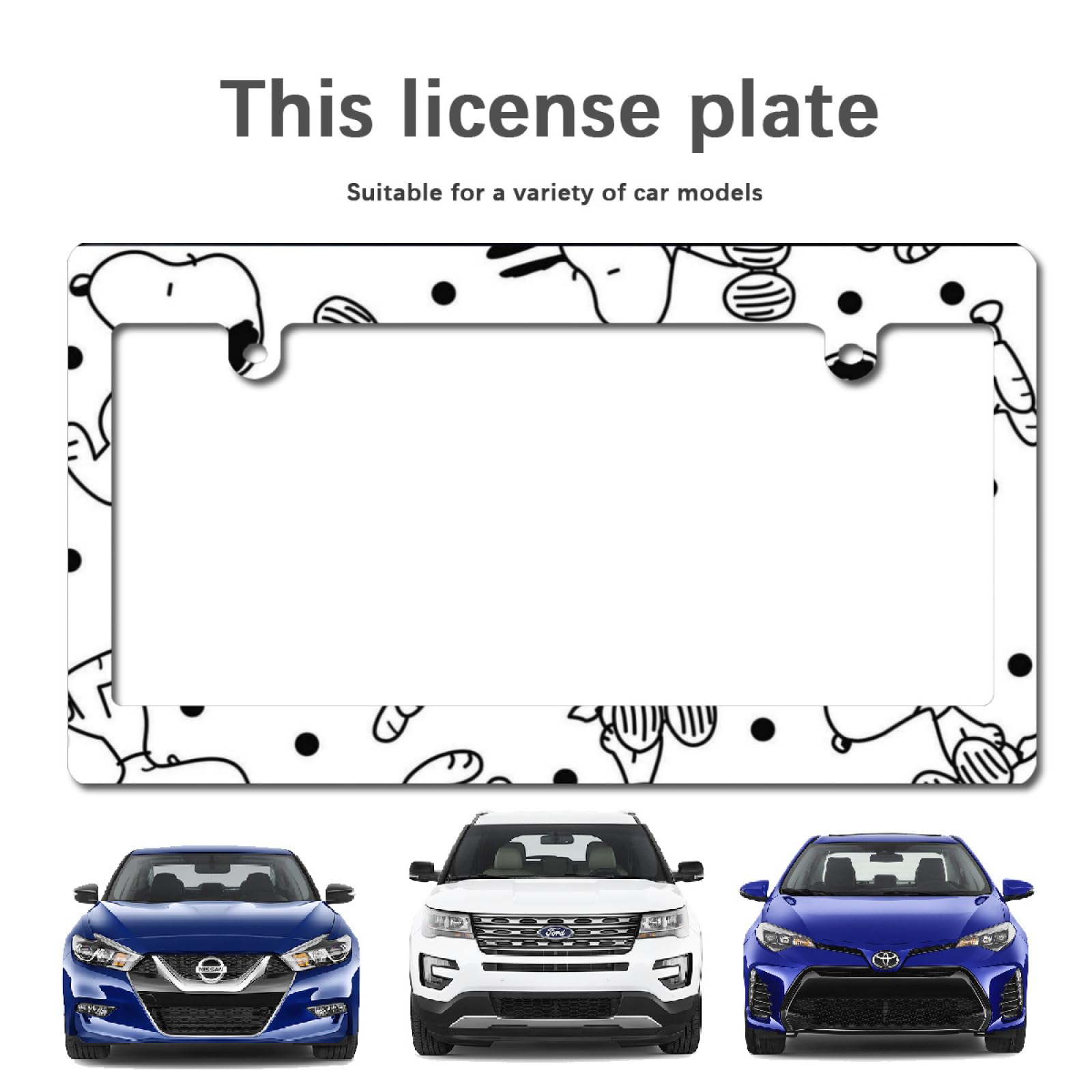 Amazon.co.jp: ナンバーフレーム スヌーピー ナンバープレート 前後2枚